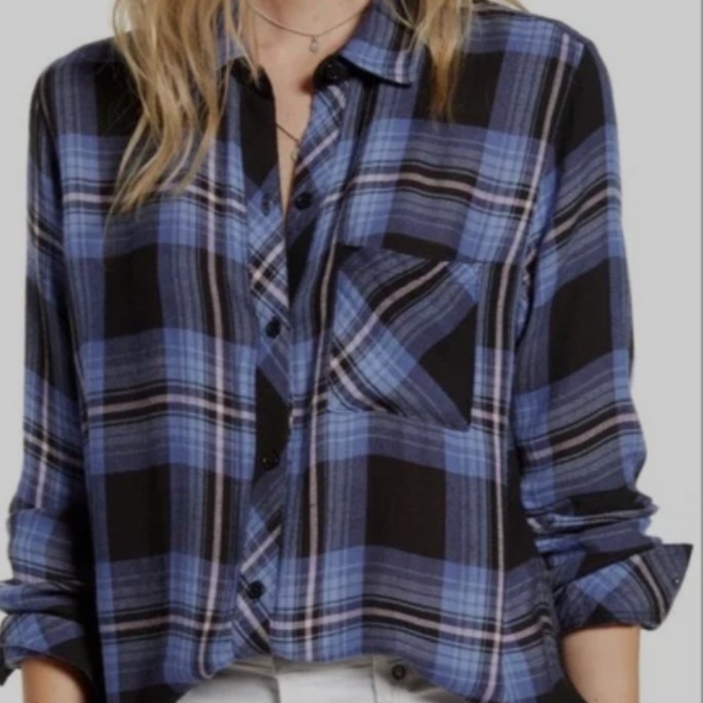 Rails Hunger Midnight Blue Pink button-down top